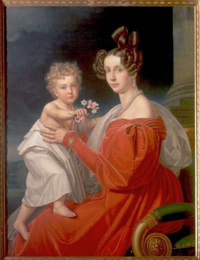 Erzherzogin Sophia von Österreich (1805-72) mit ihrem zweijährigen Sohn Franz Joseph (1830-1916) (später Kaiser Franz Joseph I. von Österreich) von J. K. Stiegler